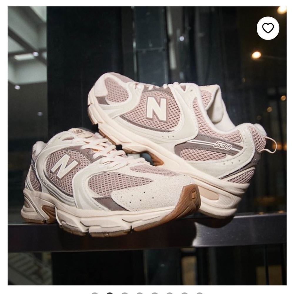 New Balance Women's Pink and Cream Sneakers - Picture 2 of 5